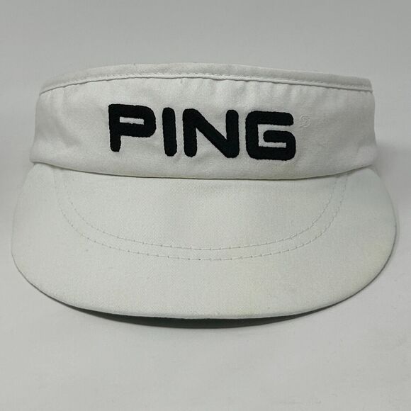 Vintage Ping Karsten Golf Visor Hat Cap Golfing Golfer USA Made Strapback White - Picture 15 of 15